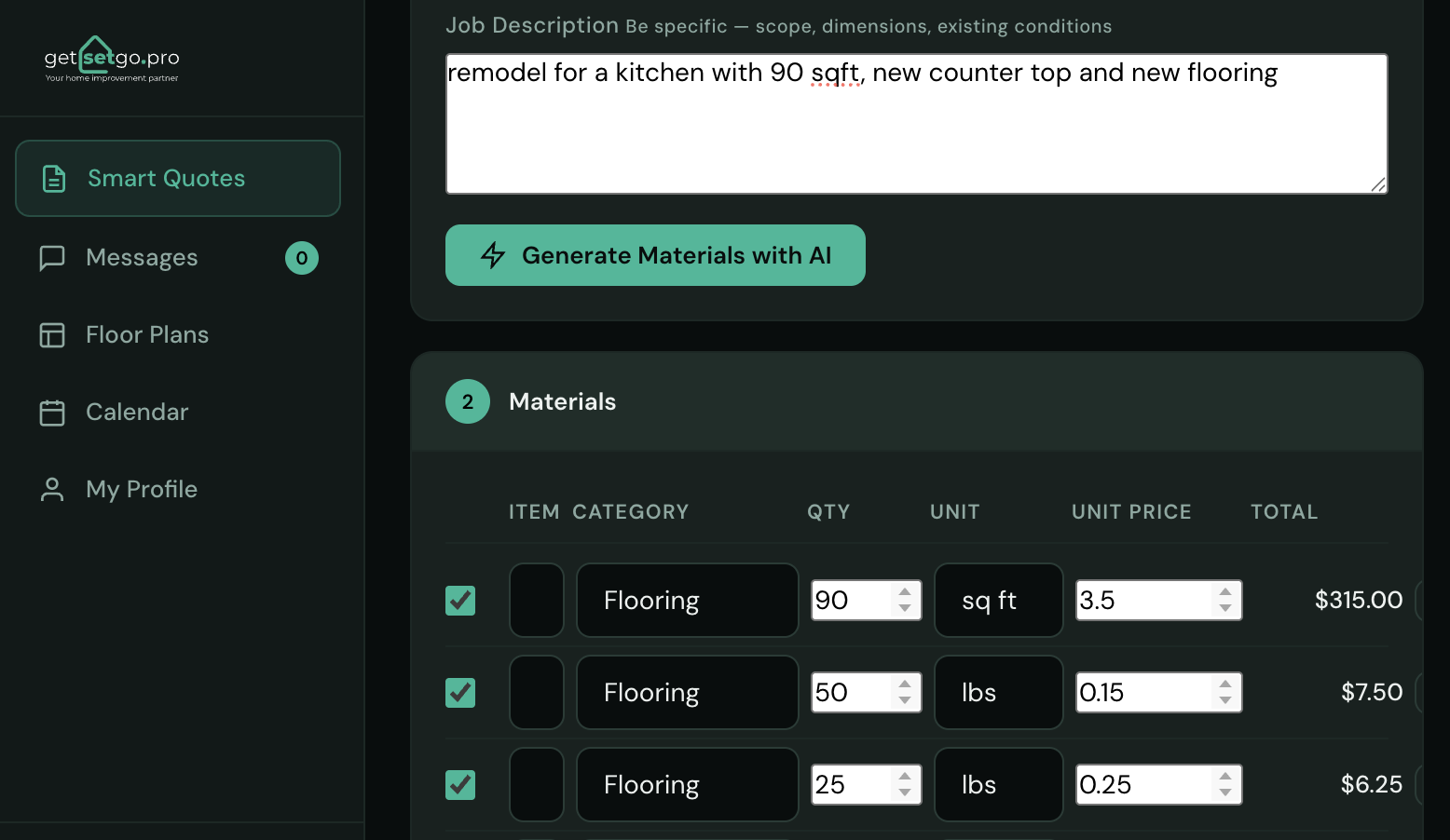 Smart Quote Builder screenshot